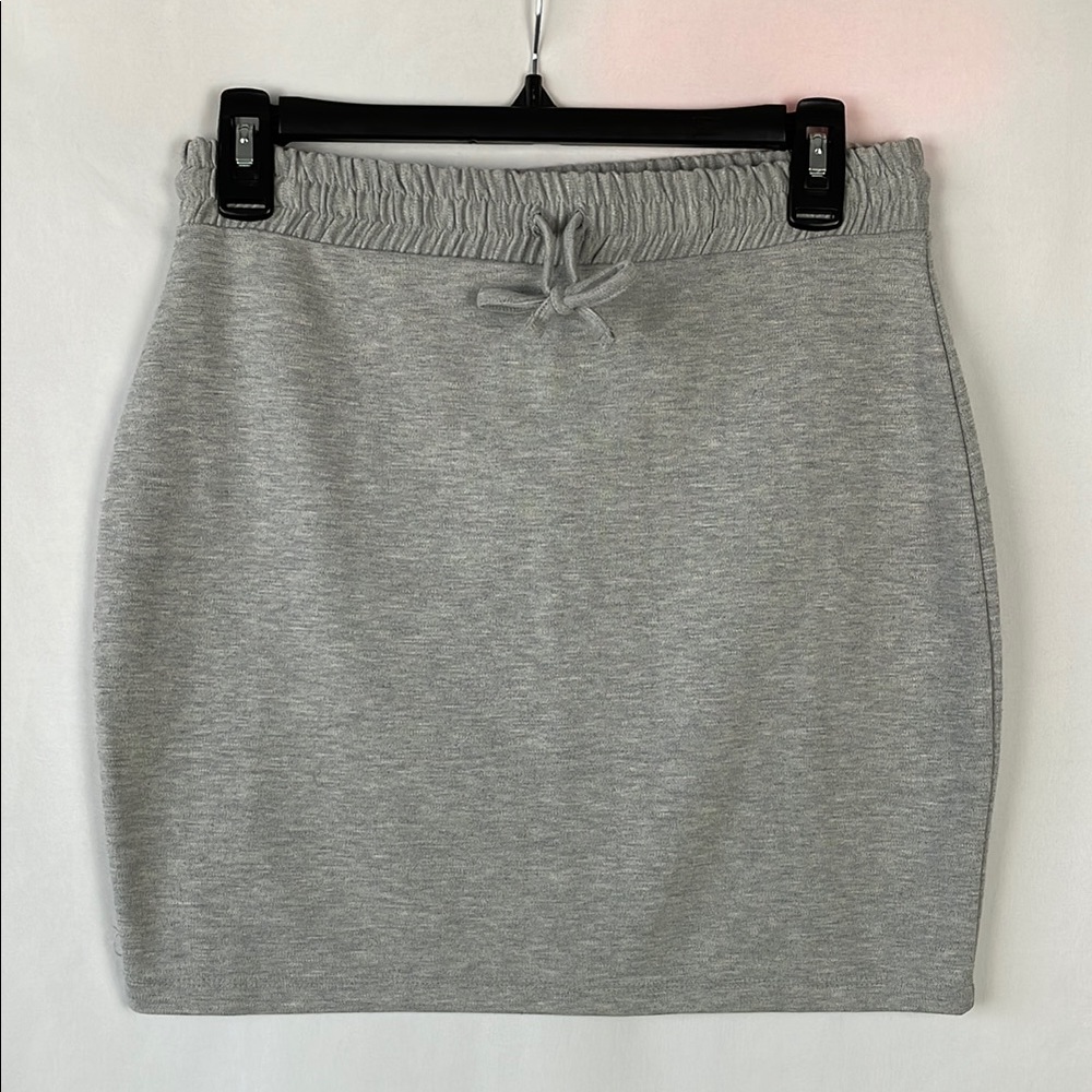 ASOS Light Gray Casual Mini Pencil Skirt w/Drawstring Elastic Waist - Size 6